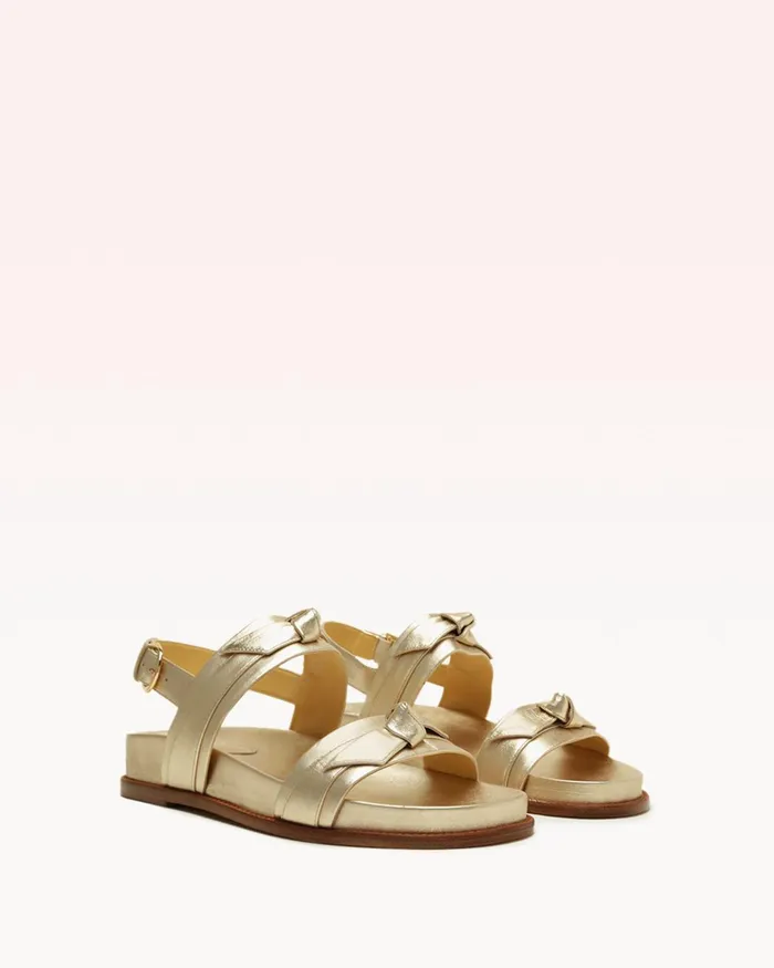 Flats Women Alexandre Birman Alexandre Birman Clarita Sport Sandal 8211 Golden Flat Sandals 8211 Luxury Comfortable Sandals Gold