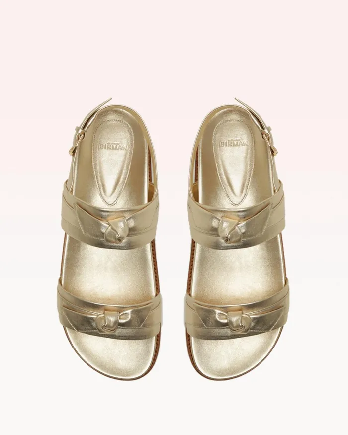 Flats Women Alexandre Birman Alexandre Birman Clarita Sport Sandal 8211 Golden Flat Sandals 8211 Luxury Comfortable Sandals Gold