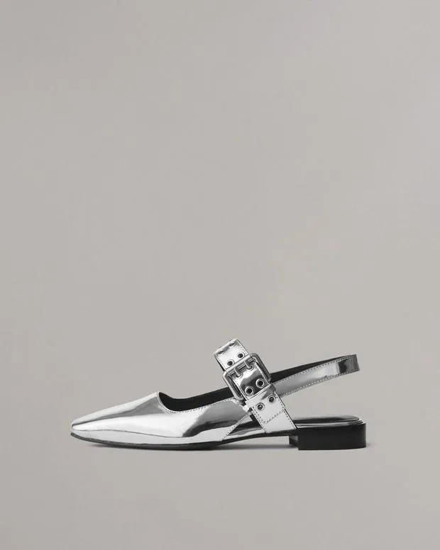 Flats Women Rag and Bone Astra Slingback Flats Silver