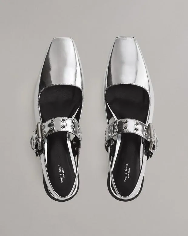 Flats Women Rag and Bone Astra Slingback Flats Silver