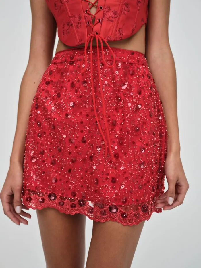 For Love and Lemons Bottoms Gwendolyn Mini Skirt Red 8211 Women For Love and Lemons Bottoms Gwendolyn Mini Skirt Red 8211 Women