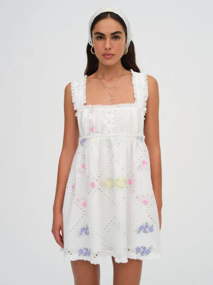 For Love and Lemons Dresses Andrea Embroidered Mini Dress White 8211 Women
