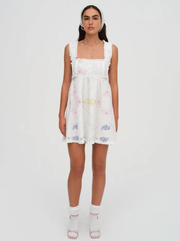 For Love and Lemons Dresses Andrea Embroidered Mini Dress White 8211 Women For Love and Lemons Dresses Andrea Embroidered Mini Dress White 8211 Women