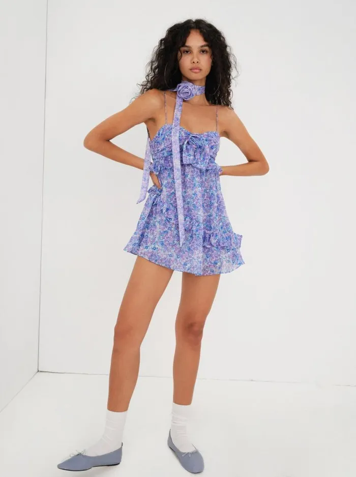 For Love and Lemons Dresses Debbie Mini Dress Purple 8211 Women For Love and Lemons Dresses Debbie Mini Dress Purple 8211 Women