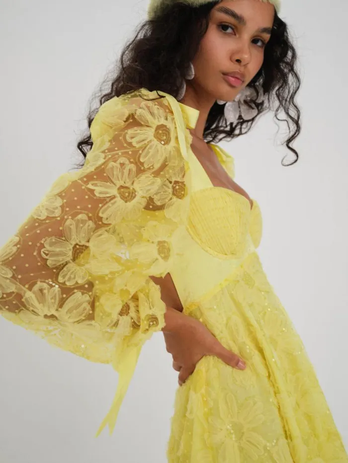 For Love and Lemons Dresses Kiersten Mini Dress Yellow 8211 Women For Love and Lemons Dresses Kiersten Mini Dress Yellow 8211 Women
