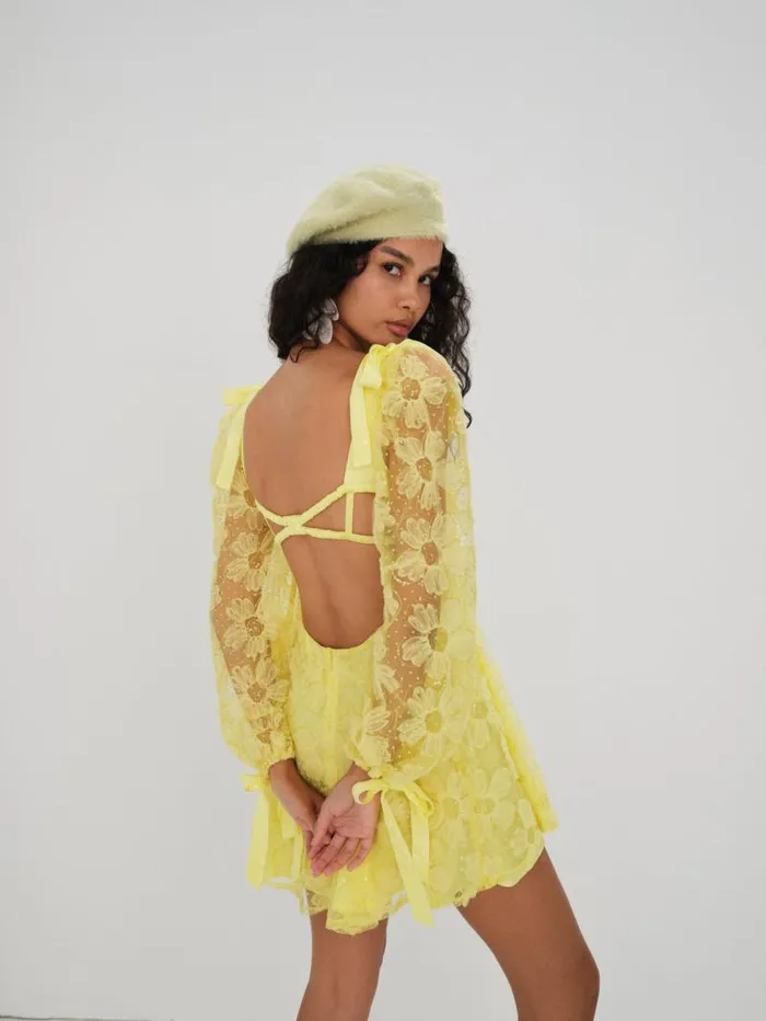 For Love and Lemons Dresses Kiersten Mini Dress Yellow 8211 Women For Love and Lemons Dresses Kiersten Mini Dress Yellow 8211 Women