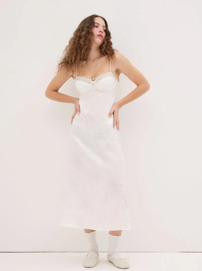 For Love and Lemons Dresses Lola Midi Slip Dress White 8211 Women