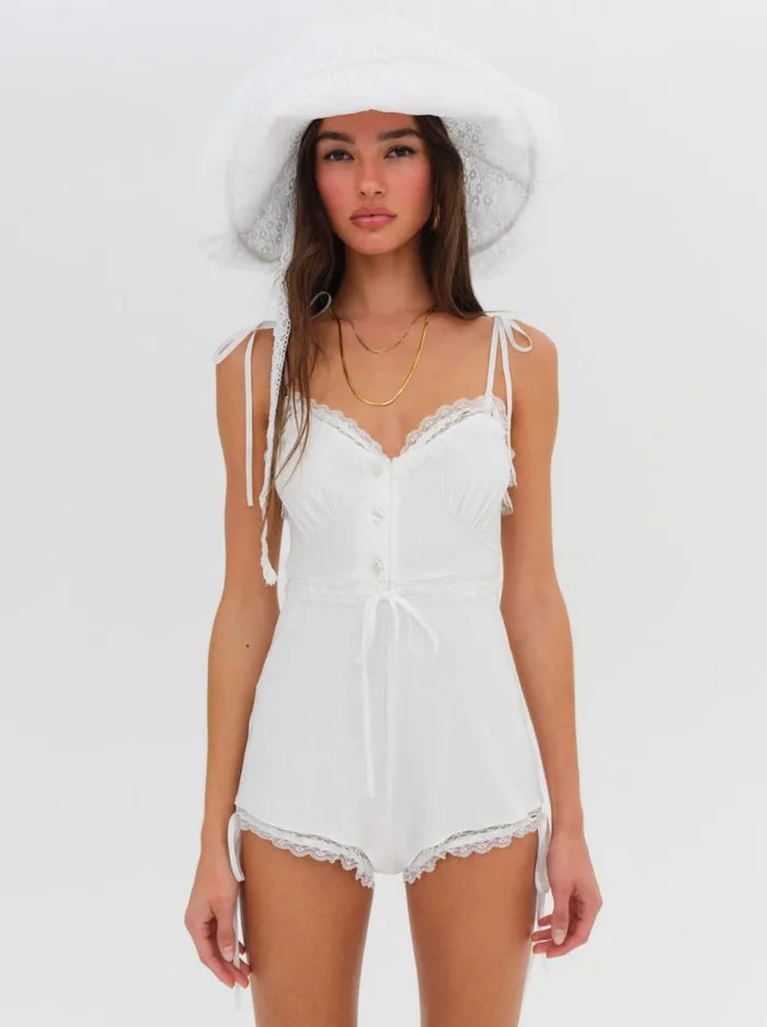 For Love and Lemons Knitwear Joan Romper White 8211 Women