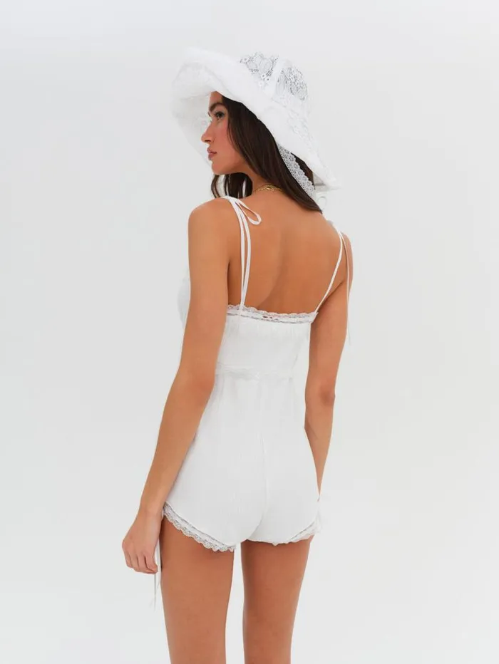 For Love and Lemons Knitwear Joan Romper White 8211 Women For Love and Lemons Knitwear Joan Romper White 8211 Women