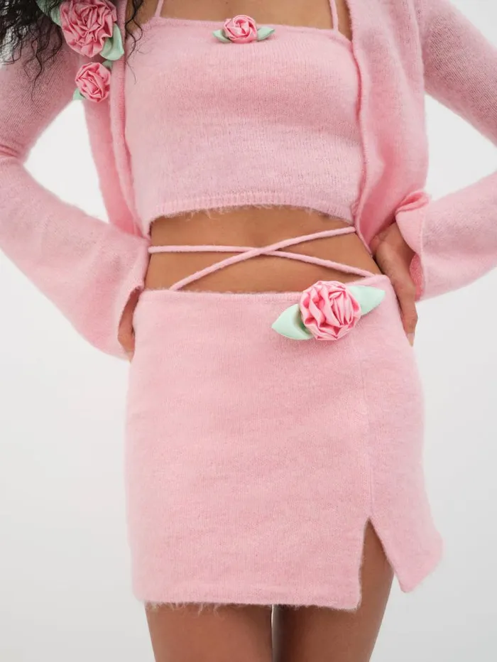 For Love and Lemons Knitwear Savannah Skirt Pink 8211 Women