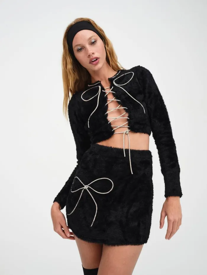 For Love and Lemons Knitwear Vivienne Mini Skirt Black 8211 Women For Love and Lemons Knitwear Vivienne Mini Skirt Black 8211 Women