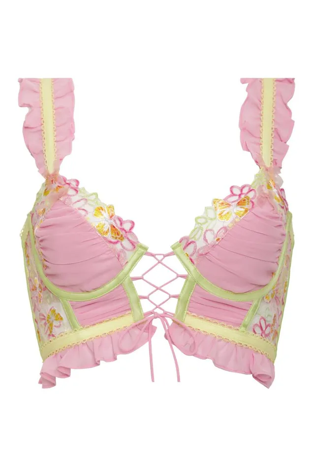 For Love and Lemons Lingerie Sunset Butterfly Ruffle Bustier Pink 8211 Women For Love and Lemons Lingerie Sunset Butterfly Ruffle Bustier Pink 8211 Women