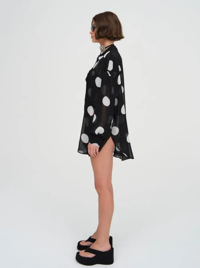 For Love and Lemons Swim Justina Sheer Coverup Shirt Black 8211 Women For Love and Lemons Swim Justina Sheer Coverup Shirt Black 8211 Women