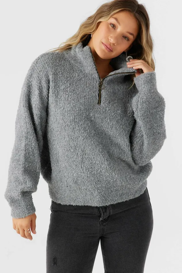 GEORGIANA MOCKNECK HALFZIP SWEATER Char Hthr Women O039NEILL Clothing