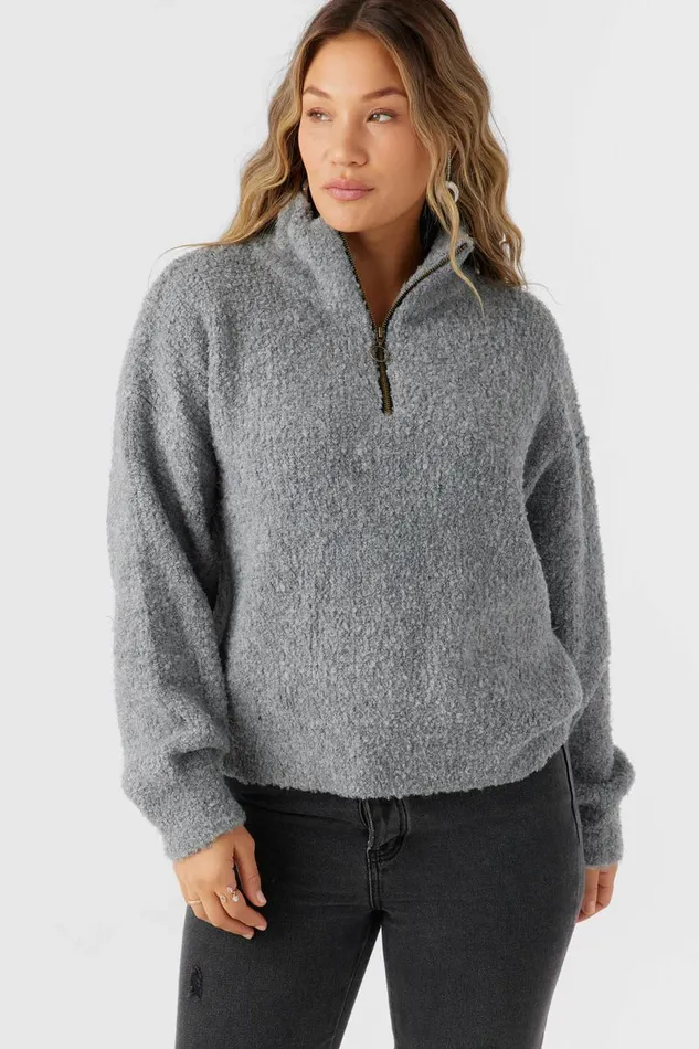 GEORGIANA MOCKNECK HALFZIP SWEATER Char Hthr Women O039NEILL Clothing