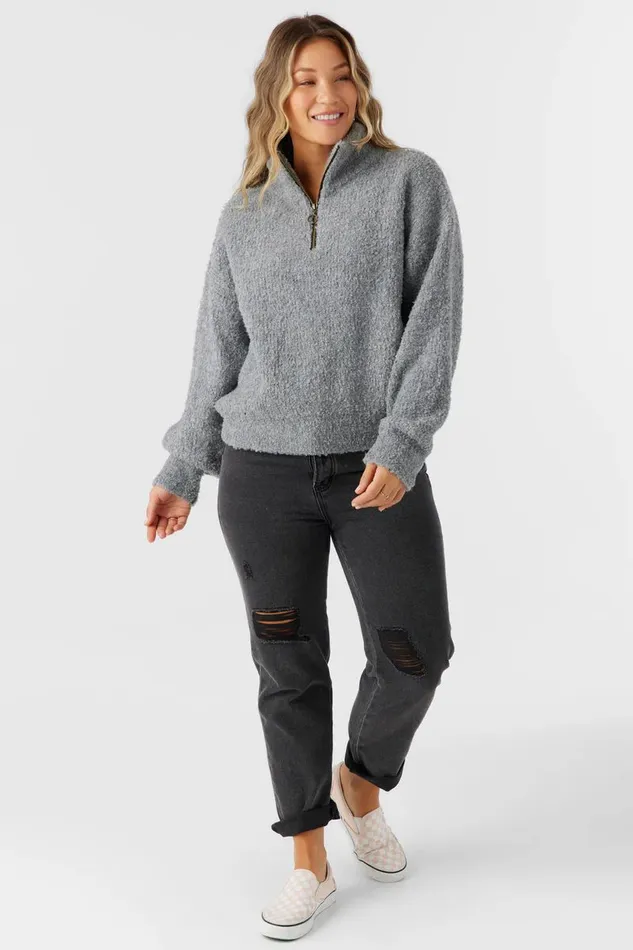 GEORGIANA MOCKNECK HALFZIP SWEATER Char Hthr Women O039NEILL Clothing