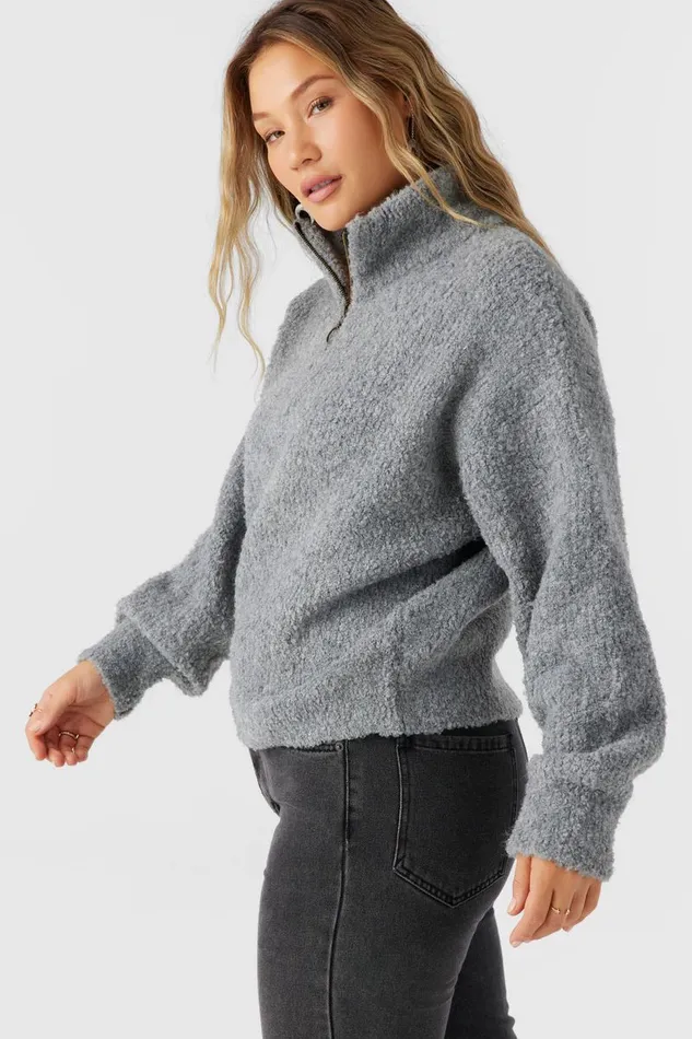 GEORGIANA MOCKNECK HALFZIP SWEATER Char Hthr Women O039NEILL Clothing