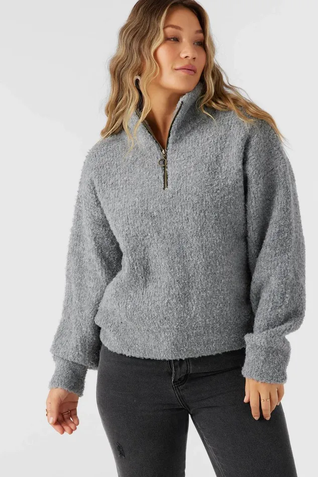 GEORGIANA MOCKNECK HALFZIP SWEATER Char Hthr Women O039NEILL Clothing