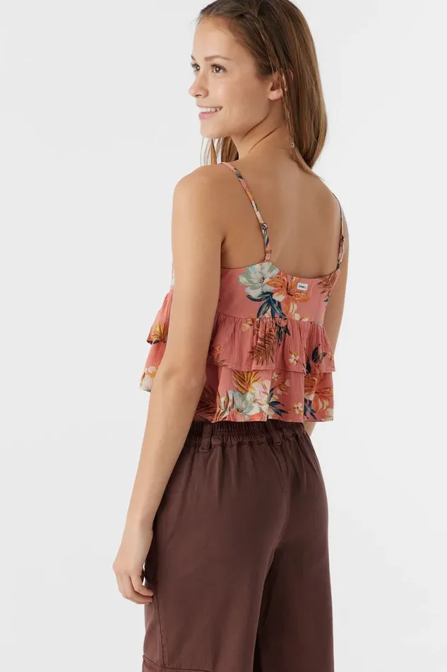 GIRL039S RAYA PUNTA TROPICAL RUFFLE TANK TOP Canyon Clay Kids O039NEILL Girl039S Clothing