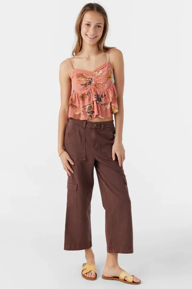 GIRL039S RAYA PUNTA TROPICAL RUFFLE TANK TOP Canyon Clay Kids O039NEILL Girl039S Clothing