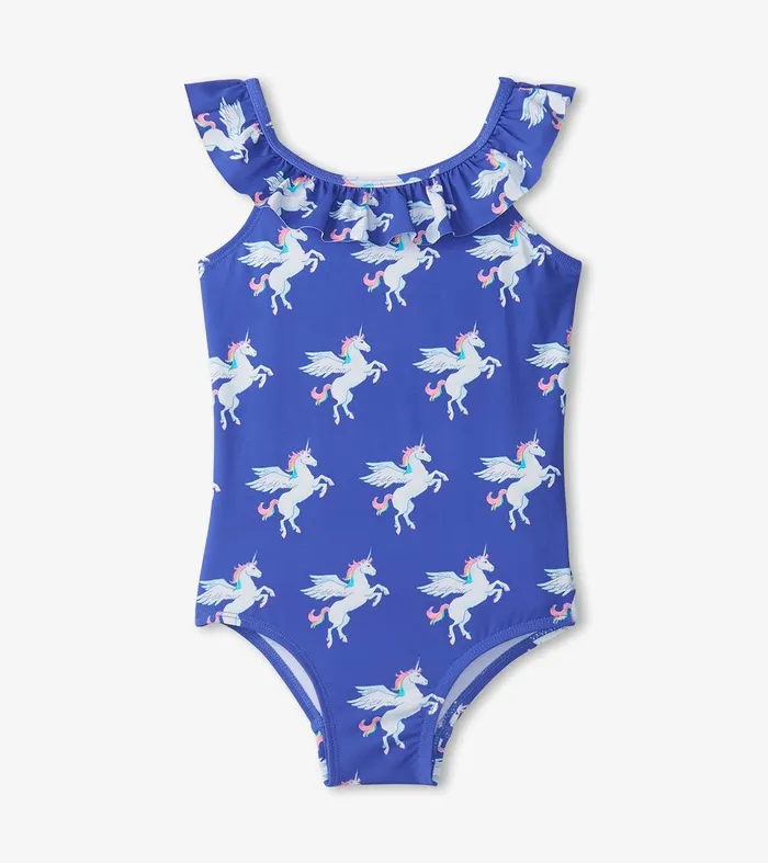 Girls Dazzling Unicorn Ruffle Sleeve Swimsuit Hatley