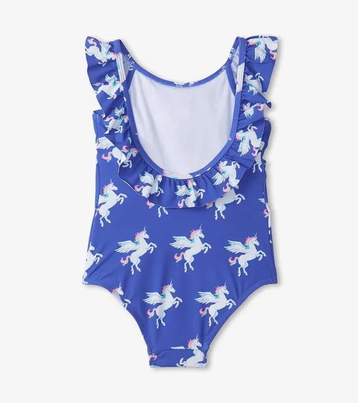 Girls Dazzling Unicorn Ruffle Sleeve Swimsuit Hatley