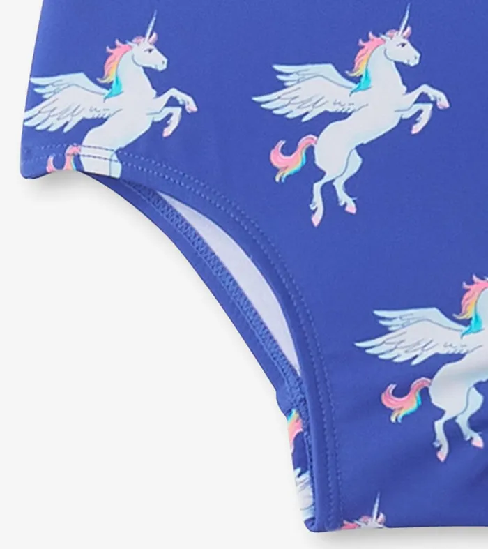 Girls Dazzling Unicorn Ruffle Sleeve Swimsuit Hatley