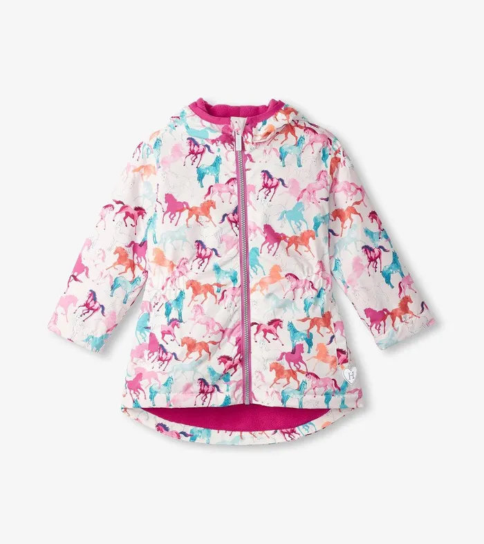 Girls Magical Horses ZipUp Lightweight Rain Jacket Hatley