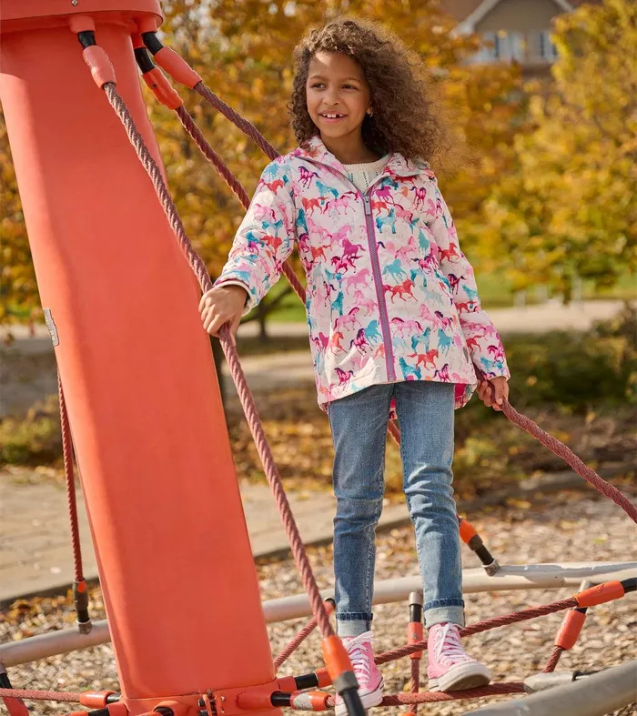 Girls Magical Horses ZipUp Lightweight Rain Jacket Hatley