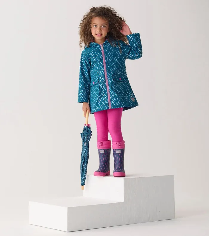 Girls Mini Lightning Bolts Sherpa Lined Rain Boots Hatley