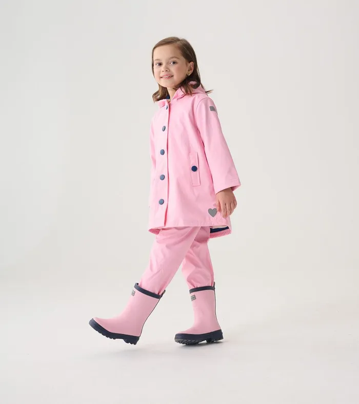 Girls Pink and Navy ButtonUp Rain Jacket Hatley