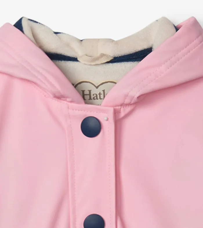 Girls Pink and Navy ButtonUp Rain Jacket Hatley