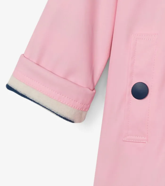 Girls Pink and Navy ButtonUp Rain Jacket Hatley