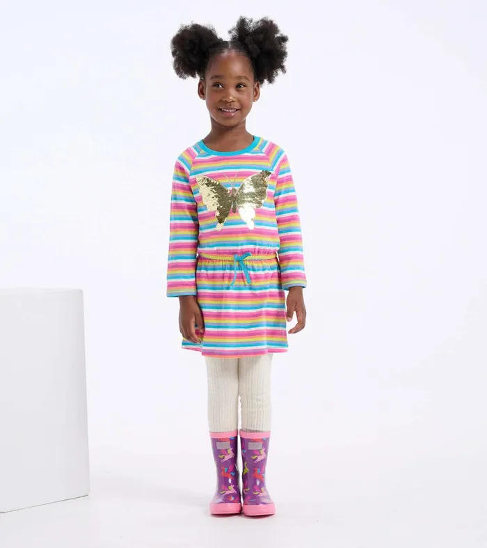 Girls Rainbow Stripes Drop Waist Dress Hatley