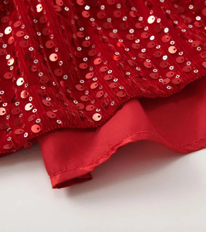 Girls Red Sequins Velvet Dress Hatley