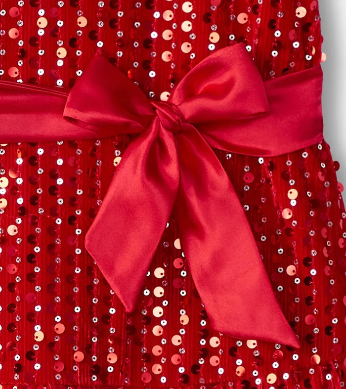 Girls Red Sequins Velvet Dress Hatley