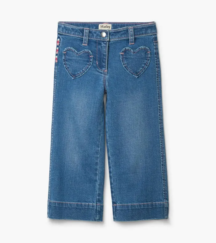Girls Stretch Denim Wide Leg Pants Hatley