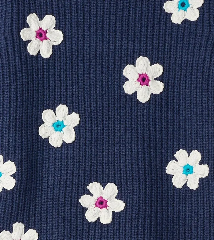 Girls Throwback Flowers Fluffy Sleeve Sweater Tunic Hatley
