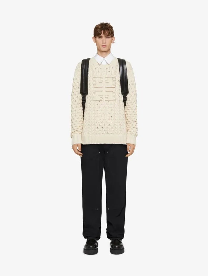 Givenchy 4G Cableknit Sweater Cream Men Knitwear