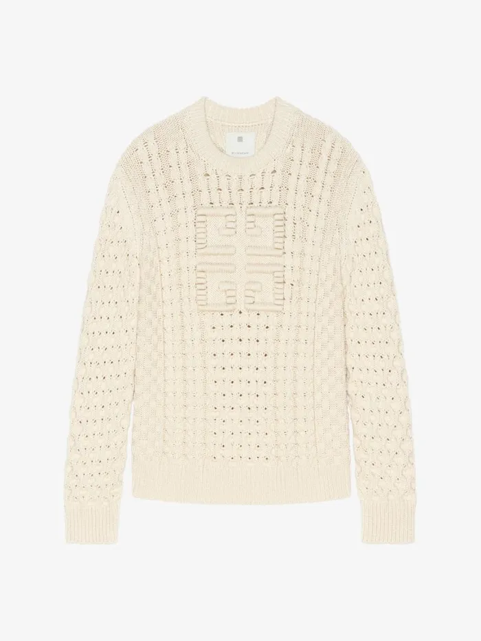 Givenchy 4G Cableknit Sweater Cream Men Knitwear