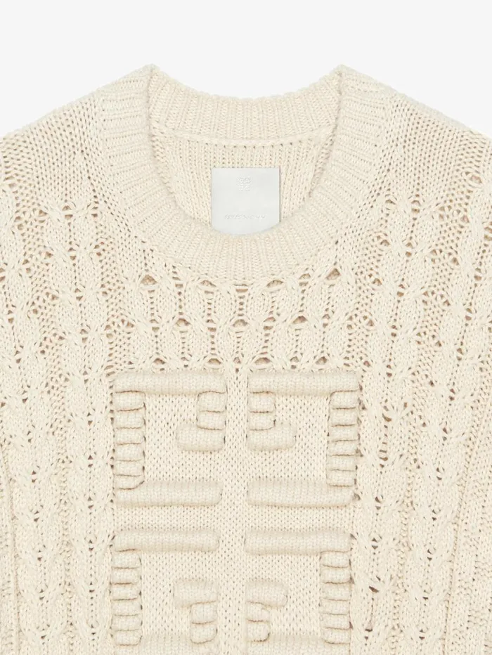 Givenchy 4G Cableknit Sweater Cream Men Knitwear