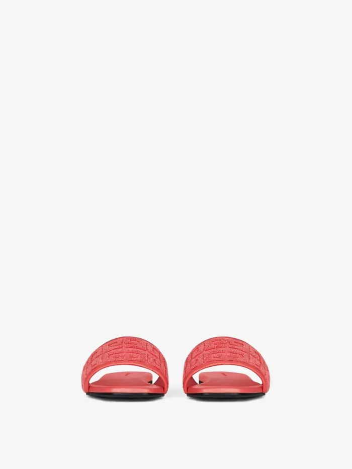 Givenchy 4G Flat Mules In 4G Cotton Towelling Coral Women Slides and Sandals Givenchy 4G Flat Mules In 4G Cotton Towelling Coral Women Slides and Sandals