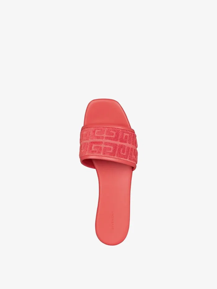 Givenchy 4G Flat Mules In 4G Cotton Towelling Coral Women Slides and Sandals Givenchy 4G Flat Mules In 4G Cotton Towelling Coral Women Slides and Sandals