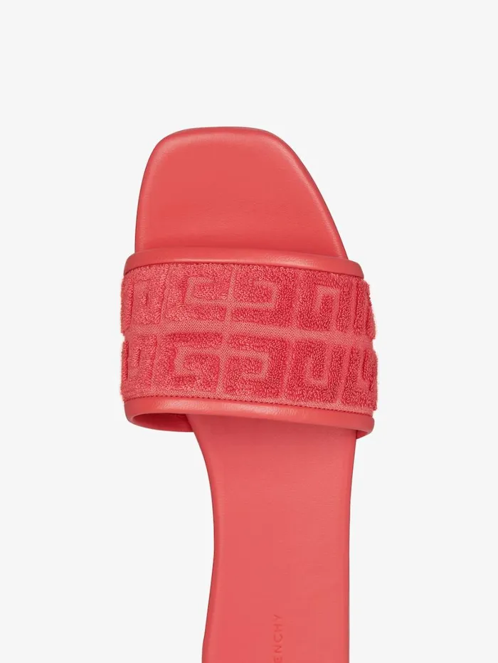 Givenchy 4G Flat Mules In 4G Cotton Towelling Coral Women Slides and Sandals Givenchy 4G Flat Mules In 4G Cotton Towelling Coral Women Slides and Sandals