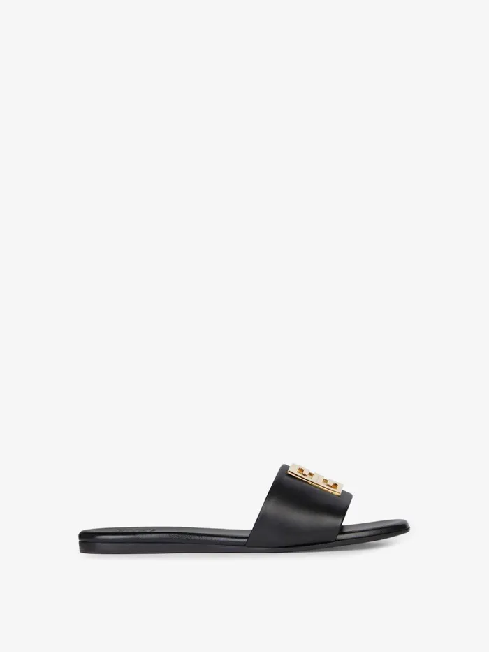 Givenchy 4G Flat Mules In Leather Black Women Slides and Sandals