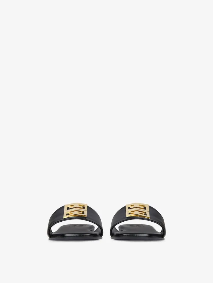 Givenchy 4G Flat Mules In Leather Black Women Slides and Sandals Givenchy 4G Flat Mules In Leather Black Women Slides and Sandals