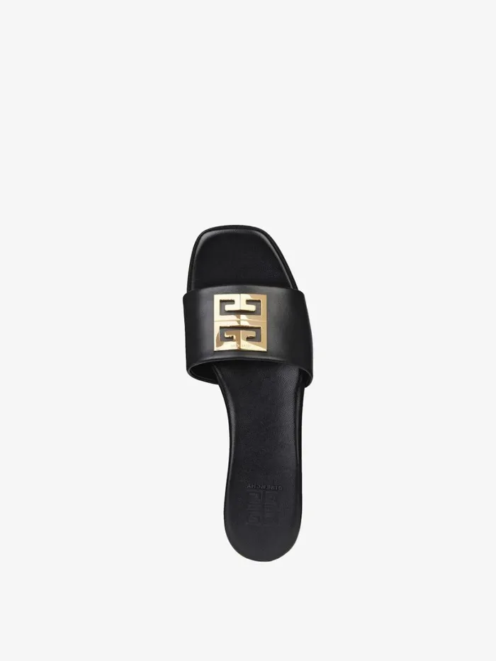 Givenchy 4G Flat Mules In Leather Black Women Slides and Sandals Givenchy 4G Flat Mules In Leather Black Women Slides and Sandals