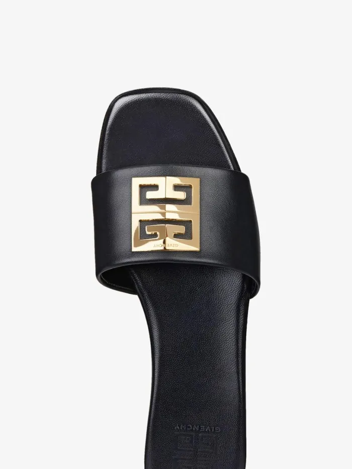 Givenchy 4G Flat Mules In Leather Black Women Slides and Sandals Givenchy 4G Flat Mules In Leather Black Women Slides and Sandals