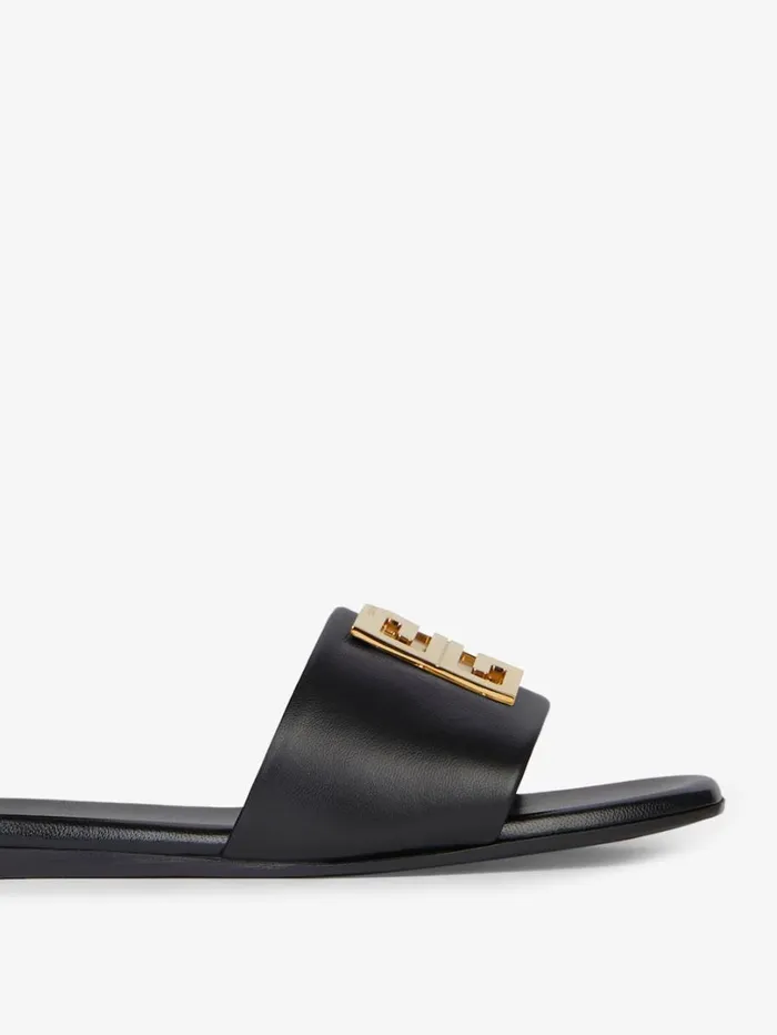 Givenchy 4G Flat Mules In Leather Black Women Slides and Sandals Givenchy 4G Flat Mules In Leather Black Women Slides and Sandals