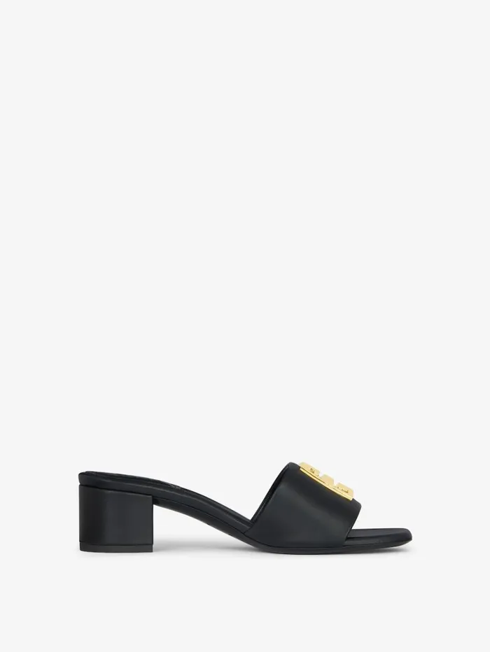 Givenchy 4G Mules In Leather Black Women Slides and Sandals